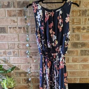 LOFT classic blue floral A-line dress
